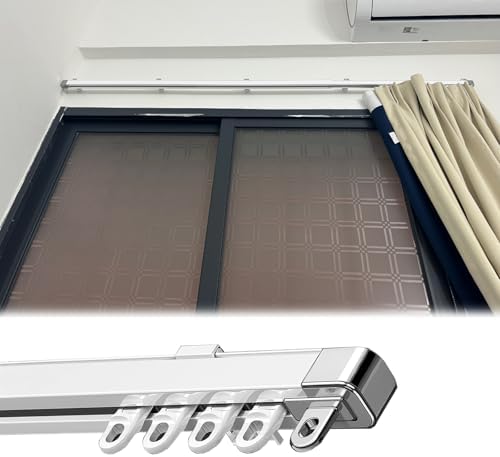 Adjustable Retractable Curtain Track 2-20 Ft with Silent Rollers - Ceiling/Wall Mount Room Divider Rod for Office & Bathroom (3.6-6.9 ft/1.1-2.1 m)