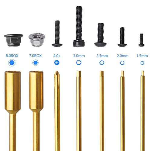 Crazyhobby Titanium Rc Hex Bits Set 1.5/2.0/2.5/3.0Mm Allen Wrench Keys M4 Lock Nuts Driver, Phillips Bit For Rc Hex Head Screws Compatible With 1/4" Drive Drill (7-Pack) #TOP4