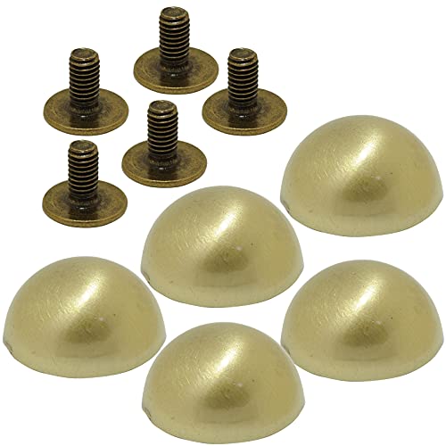 TSUKURIRO 底鋲 丸型 15mm ネジ バッグ カバン 修理 レザークラフト DIY ハンドメイド パーツ (アンティークゴールド, 5個セット)