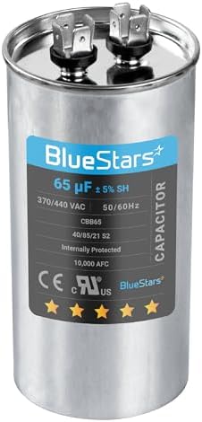 [UL Listed] BlueStars 65 uF MFD 370-440VAC Round Run Capacitor CBB65