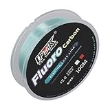 Fluorocarbon Fishing Line 100m, 4.1334.32LB Invisible Leader Line for Trout, Abrasion Resistant & Soft Carbon Fiber, for Clear Water Performance, Roll(Green)(2.00.23mm9.48LB)
