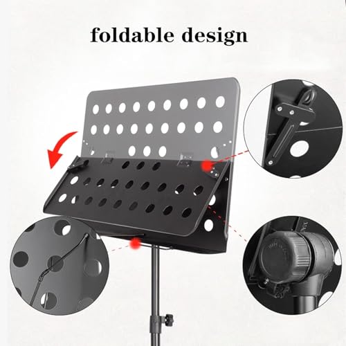 Image of TECHTEST Adjustable and Foldable Music Stand for Sheet Music Notation for Singers Lyrics for Stage for Rehearsals and Practices Singing Stand for Singer Music Notes