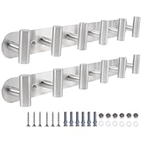 Vanloory Coat Hook Rack, Wall Mounted Coat Rack with 12 Hooks, Heavy Duty Towel Hook Rack Wall Hooks for Hanging Coat, Stainless Steel Coat Hanger for Bathroom Entryway Mudroom(Brushed Nickel)