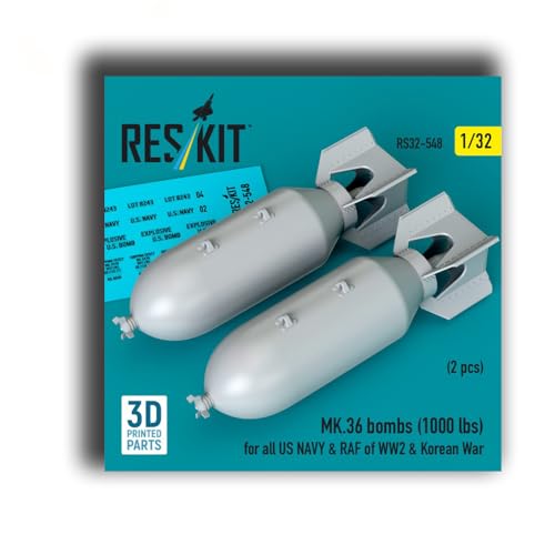 RS32-0548 1/32 Dummy 3D Printed/Resin MK.36 (1000 lbs) for All US Navy & RAF of WW2 & Korean (2 pcs) (3D Printed) Reskit