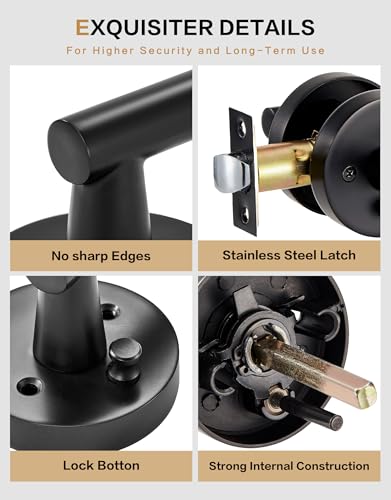 Image of Lethato 1 Pack Black Door Handles Interior, Matte Black Interior Door Handle, Heavy Duty Black Lever Door Handle Interior for Bedroom /Bathroom