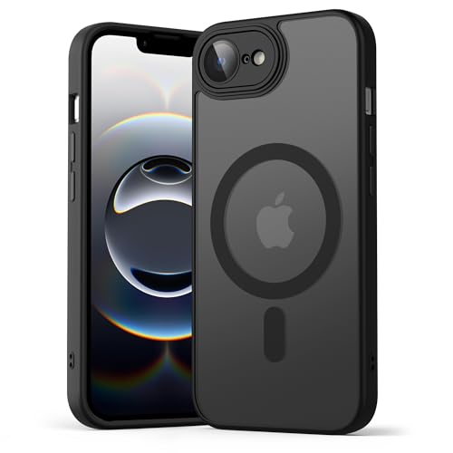 Image of Tobfit Magnetic Case for iPhone 16e Compatible with Mag Safe, Translucent Matte Back Slim Shockproof Phone Cover for iPhone 12 16e