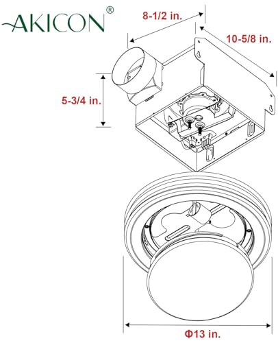 Ventilador de extracción para baño Akicon con luz LED, ultra silencioso de 80 CFM y 2,0 sones, luz LED ajustable (3000K/4000K/5000K), color blanco satinado miniatura 6