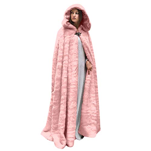 Jesper Women Winter Warm Maxi Long Faux Fur Fleece Cloak Deluxe Velvet Cape with Lined Hood Grey