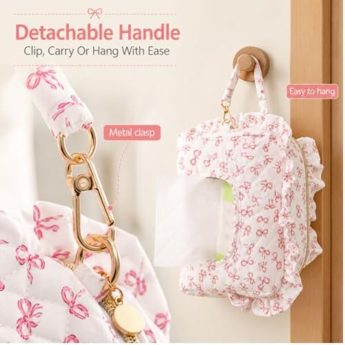 Diaper and Wipes Pouch with Holder,Ruffle Hangable Wet Wipe Bag,Blue - 3