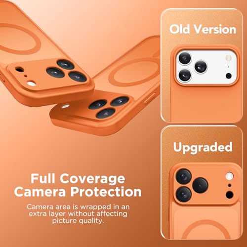 Coque iPhone 17 Pro Max orange magnétique et mate avec protection caméra