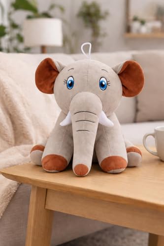 Image of Plush Grey Elephant Toy Teddy Bear Gift 20cm Soft Toys for Baby Girl Fully Washable Plush Toys and Stuffed Toys Perfect for Nursery Play and Cuddling (Grey)