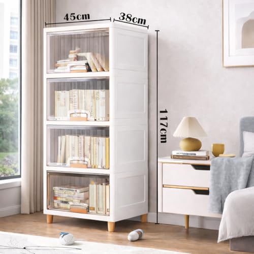 Image of DECOLOGY BookShelf for Home |Engineered Books Organizer for Study Room | Multipurpose book Shelf for Home, Office |Book Organizer for Library | Living Room furniture (Cupboard Rack - Transparent,4PCS)