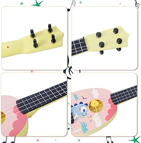 YOLOPLUS+ Kids Guitar Toy17 inch Ukulele Guitar Four Strings Mini Guitar Classical Musical Instrument for Toddler Baby Boys Girls Early Educational Learning, Wooden Color 4 41XZCunFq7L. AC