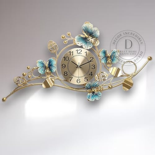 Image of URBAN INSPIRATIONS Home Wall Clock for Living Room Butterfly Vintage Stylish Design Metal Frame Antique Pendulum Unique Bedroom /Dining /Office /Farm /cafes /Restaurant /Hotels /House /Hall Items