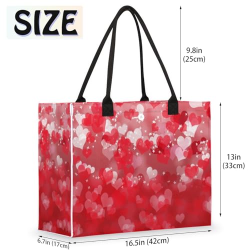 Shiny Heart Red Tote Bag for Women Large Beach Bag Reusable Tote Bags for Work Travel Beach Shopping2