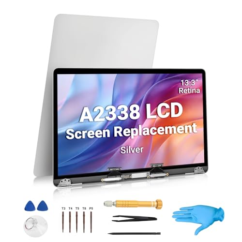 Image of A2338 Screen Replacement for 2020-2022 MacBook Pro 13.3 inch M1 M2 Retina 2560x1600 Full LCD Display Assembly with Fix Kit, Silver