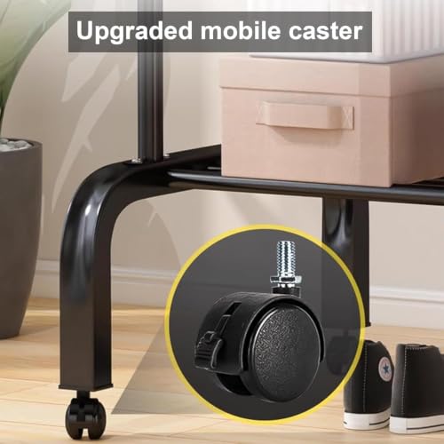 Image of HIWARE Metal Multifunctional Garment Stand Cloth Rack Freestanding Storage Organizer Stainless Steel Spider Strainer Ladle, 5.4 Inch - 150 x 110 x 40 CM ((Rail-Black)