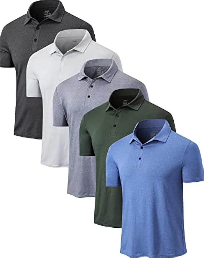 TELALEO 4/5 Pack Mens Polo Shirts Quick Dry Short Sleeve Golf T Shirt Performance Moisture Wicking Casual Workout