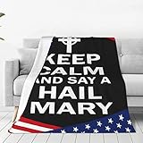 YUNTONG Keep Calm and Say A Hail Mary Religion Adult Kids Fleece Blanket Throw Blanket for Bedding Living Room Decor Sofa Blanket 60'X50'