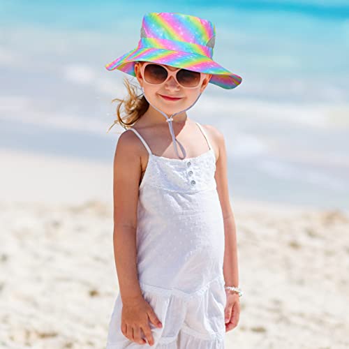 Kids Sun Hat For Girls Mesh Bucket Hat Toddler Uv Protection Beach Hat Kids Foldable Fishing Hat For Girls 2-8 Years Rainbow #TOP6