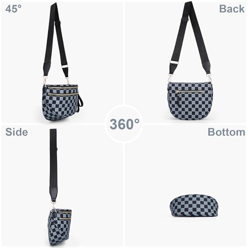 Image of Lushandy Bum Bag Checkered Crossbody Bag Mom Everyday Purse | Roomy Space, Wipe Clean, Wide Strap