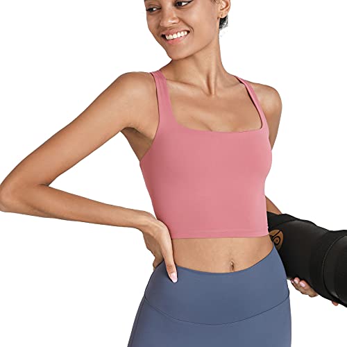 Image of romansong Strappy Yoga Sports Bras for Women Padded Criss-Cross Back Tank Tops
