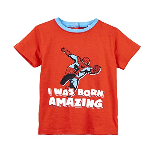 T-Shirt Enfants Spiderman - Rouge et Gris - 8 Ans- T-Shirt à Manches Courtes - 100% Coton - Collection Spiderman - Produit Original Conçu en Espagne