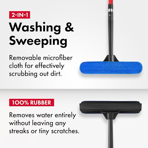 Image of Tyroler Window Washing Kit with Extension Pole 4.5 to 7.5 Ft Handle | Telescopic Window Squeegee Tool With Natural Rubber Blade For Better Reach And Streak-Free Window Cleaning
