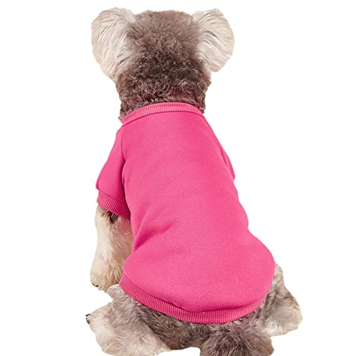 Image of Soft Puppy Sweater for Small Dogs Winter Knit Pullover, Rose M | Elastic Cuffs Pet Clothes, Holiday Party Matching, Fall Winter Daily Outfit, Soft Breathable Machine Washable Sweatshirt