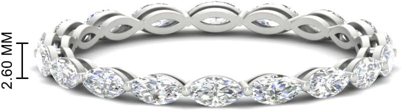 Fascinating Diamonds 1 To 5 Carat Marquise Cut Lab Grown Diamond Eternity East West Stacking Wedding Band For Women 14K Gold Premium Collection (VS1-VS2 Clarity, E-F-G Color, 1.00-5 Ctw)