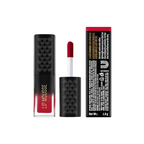 Image of Lakme Xtraordin-Airy Lip Mousse, Velvet Matte Finish, with air-light texture, enriched with cocoa butter for nourished & moisturised lips, Liquid Lipstick - Crimson Sky (1.8g)
