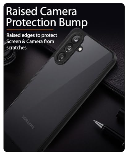 Image of WOW IMAGINE Translucent Hybrid Back Case Cover for Samsung Galaxy M36 5G | Samsung Galaxy F36 5G Smoked Matte Back | Shock Proof 360 Degree Protection | Protective Hard Case - Matte Black