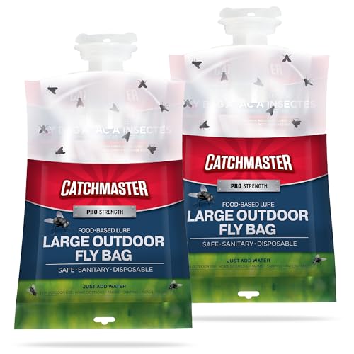 Catchmaster Disposable Outdoor Fly Trap 2 Hanging Bags with Bait