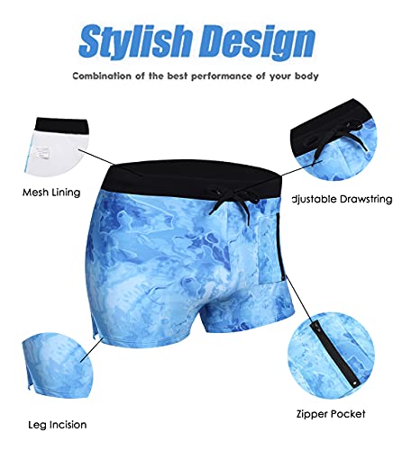 COOFANDY Mens Quick Dry Lightweight Square Leg Cut Trunks Swimwear, Medium, Pattern 2