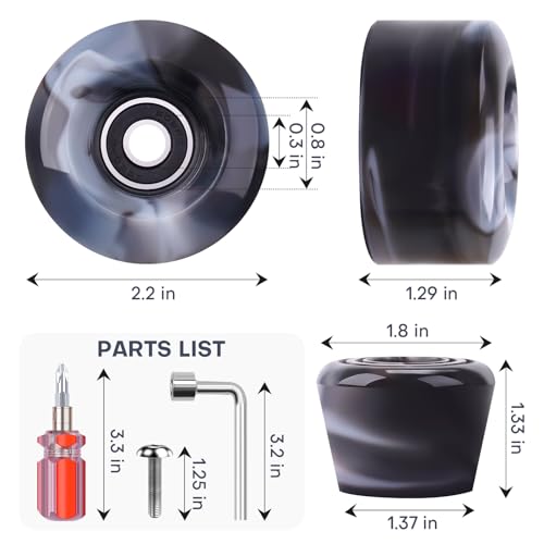 Nezylaf 8 Pack 32 x 58, 82A Quad Roller Skate Wheels with Bearing Installed and 2 Toe Stoppers for Double Row Skating,Replacment Accessories Suitable for Outdoor or Indoor - Thumbnail 2
