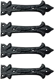 Adonai Hardware "Adonijah" Antique Cast Iron False Hinge Front (6.5 Inch x 1.8 Inch - 4 Pack, Black Powder Coated)