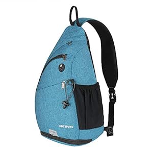 WATERFLY Sling Bag Crossbody Backpack Schouderrugzak met verstelbare schouderriem, perfect voor outdoorsport, wandelen, fietsen, bergbeklimmen, reizen Linnen, Pauw blauw