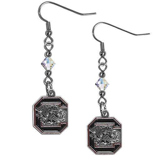 NCAA Siskiyou Sports Womens South Carolina Fighting Gamecocks Crystal Dangle Earrings One Size Team Color,white