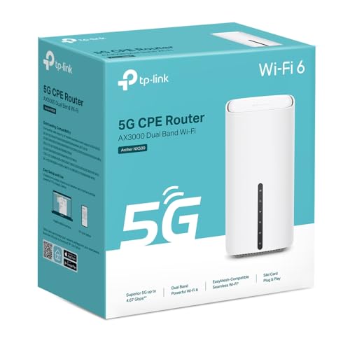 Image of TP-Link Archer NX500 Router 5G Wi-Fi 6 AX3000Mbps Dual Band, Gigabit WAN /LAN Port + 2xGigabit LAN Ports, Plug & Play, 1024-QAM, 8x5G /LTE, 3x WiFi Internal Antenna, EasyMesh, HomeShield