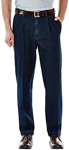 Dark Denim Pleat-Front Pant - Blue 
