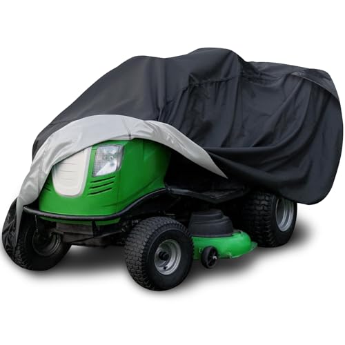 Riding Lawn Mower Cover with Bagger Attachment, Heavy Duty Riding Mower Cover 600D Waterproof Outdoor Tractor Cover for Cub Cadet Bad Boy John Deere Craftsman Universal Fit Decks up to 54