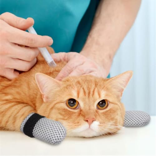 4 Stück Anti-Kratz-Katzenstiefel Verstellbare Katzenkrallenabdeckungen rutschfest Kleine Hundesocken socken für Katzen Netzstoff Hundeschuhe Katzenfäustlinge zum Schneiden von Nägeln Haustier Baden