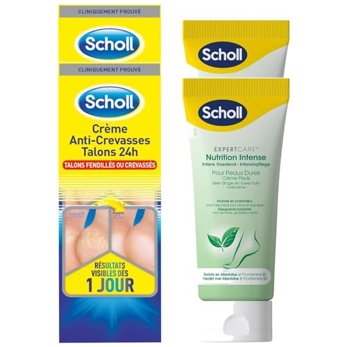 SCHOLL Pack contenant 1 Crème Anti-Crevasses Talons 60ml + 1 Crème Nutrition Intense 75ml - Lot de 2 packs