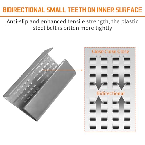 100 Stück Metall Verpackung Umreifungssiegel, Robuste Offene Metalldichtungen, Verzinktem Stahl Gezahnte Verpackungsbände Umreifungsdichtungen, Galvanised Anti-Slip Fasteners