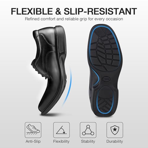 Image of HEEZ Men's Dress Shoes Lace Up Oxford Shoes Classic Square Toe Formal Shoes for Men