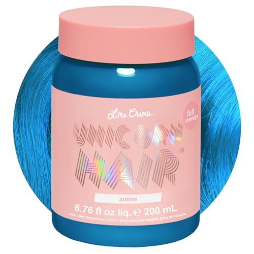 Lime Crime Unicorn Hair Dye Full Coverage, Anime (Candy Blue) - Vegan and Cruelty Free Semi-Permanent Hair Color Conditions & Moisturizes - Temporary Blue Hair Dye With Sugary Citrus Vanilla Scent
