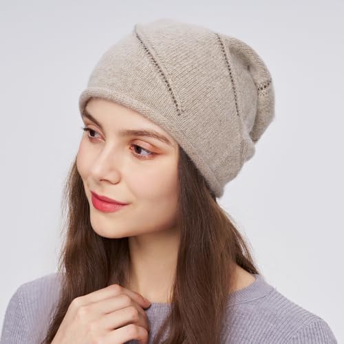 Gorro de mujer tejido de lana angora para otoño e invierno miniatura 2