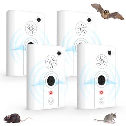 2026 Upgraded Powerful Ultrasonic Bat Repellent Plug in Effective Bat Deterrent for Attic and Indoor Use Safe for Humans & Pets Home Bats Keep Away Devices (4-Pack)