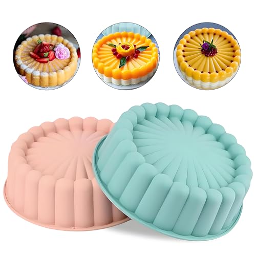 SYTTNUM Moule à Gateau Charlotte Mould En Silicone Rond 8 Pouces,Antiadhésif Réutilisable Moules à Gâteau Cannelé,Moule Layer Cake Pour Cheesecake Tarte...