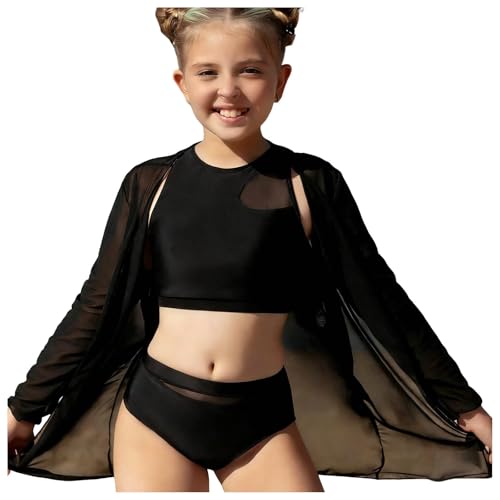 Combinaison rash guard bébé fille 3 pièces avec maillot de bain anti-UV et bonnet 4 ans